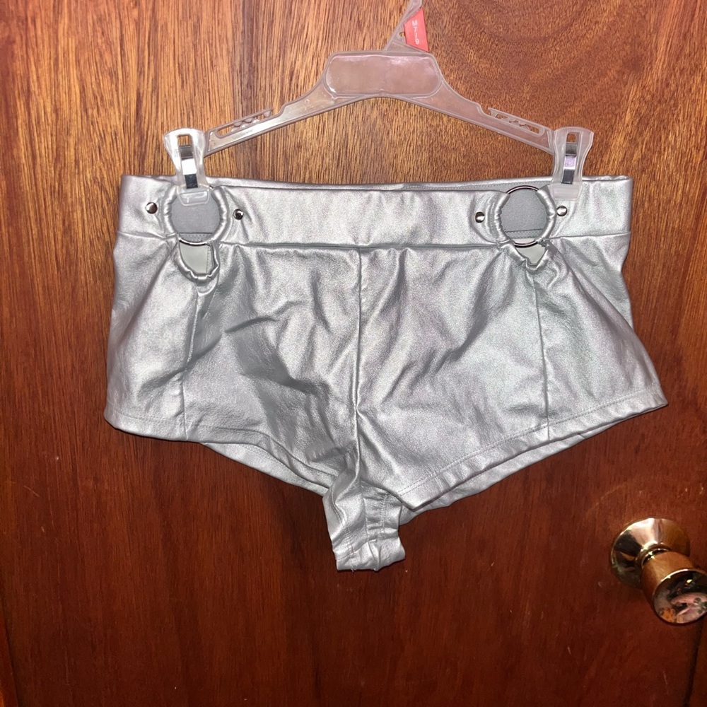 Holographic, silver, rave wear shorts🛸